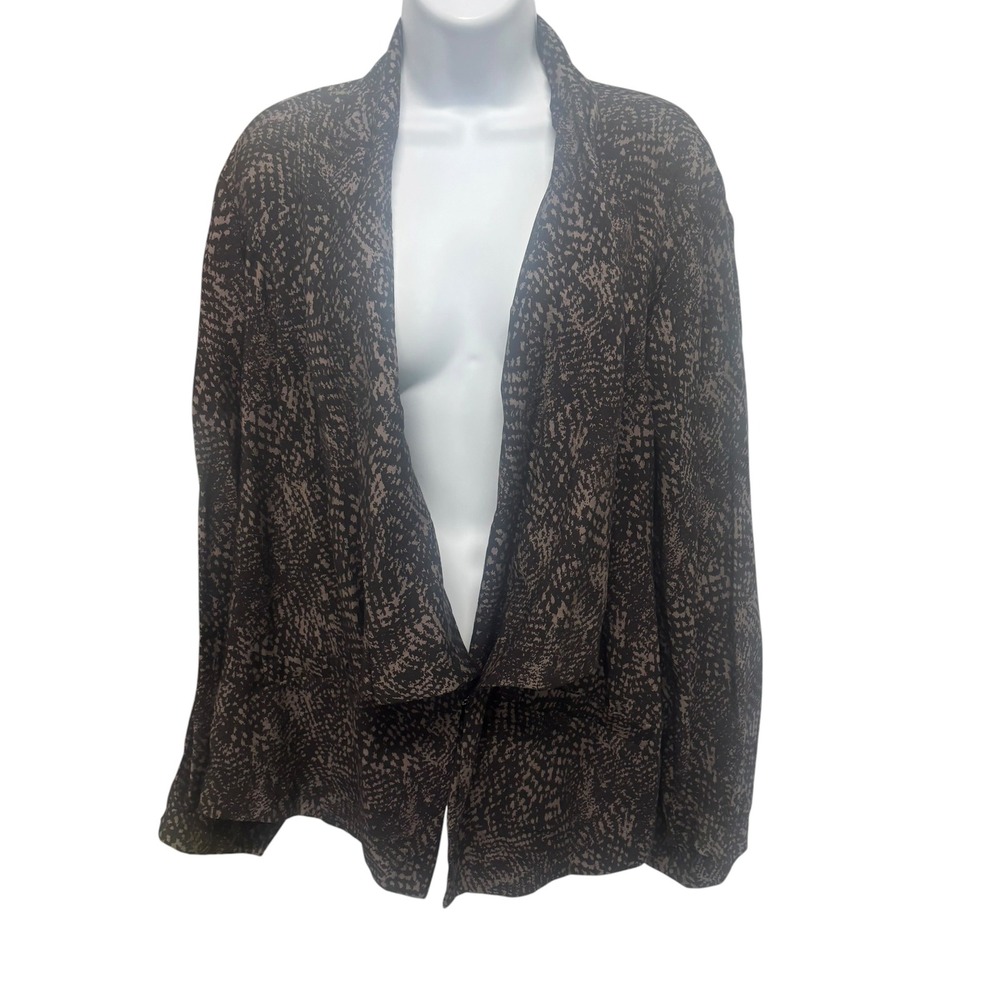 Sejour Womens Plus 18W Open Front Cardigan Abstract Snakeskin Print Shawl Collar